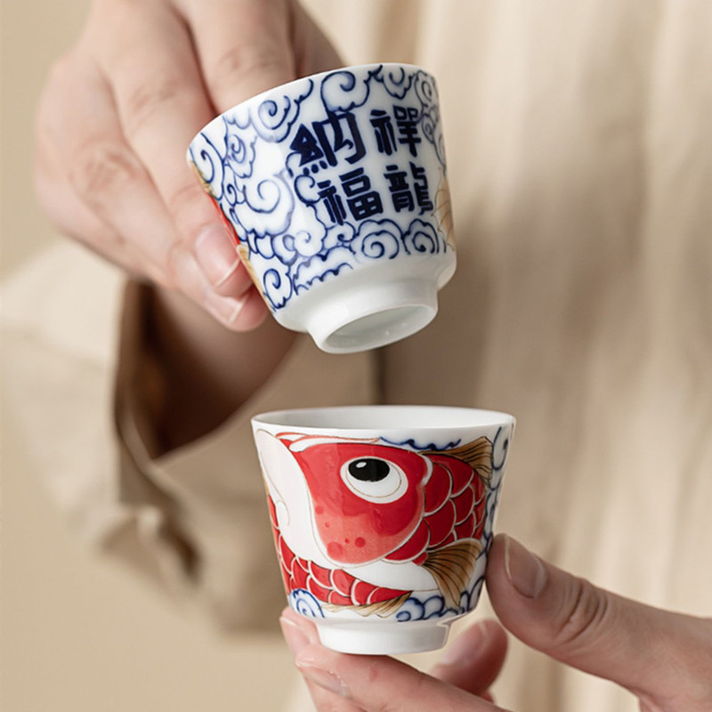 Handmade Ceramic Mug - 1 Pc Chinese Vintage Porcelain Tea