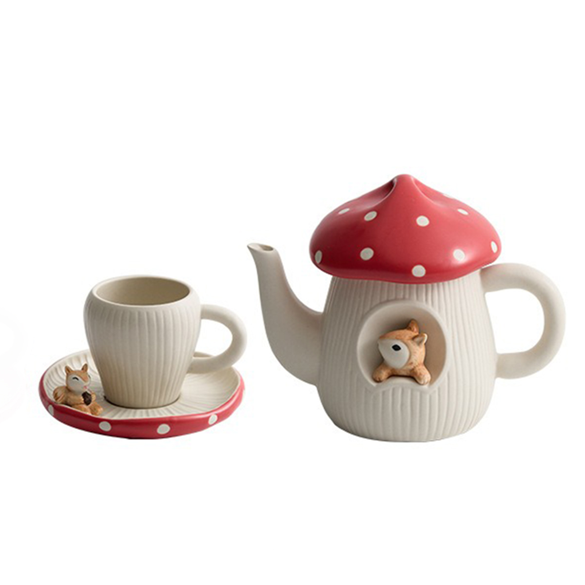 Cute Mushroom Mug with Saucer  - Handmade Ceramic Mug 评论和价格