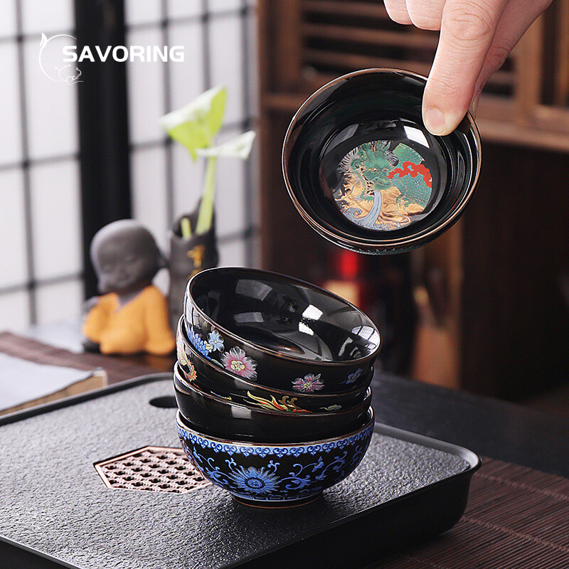 70ml Peony Dragon Phoenix Cera - Handmade Ceramic Mug 评论和价格
