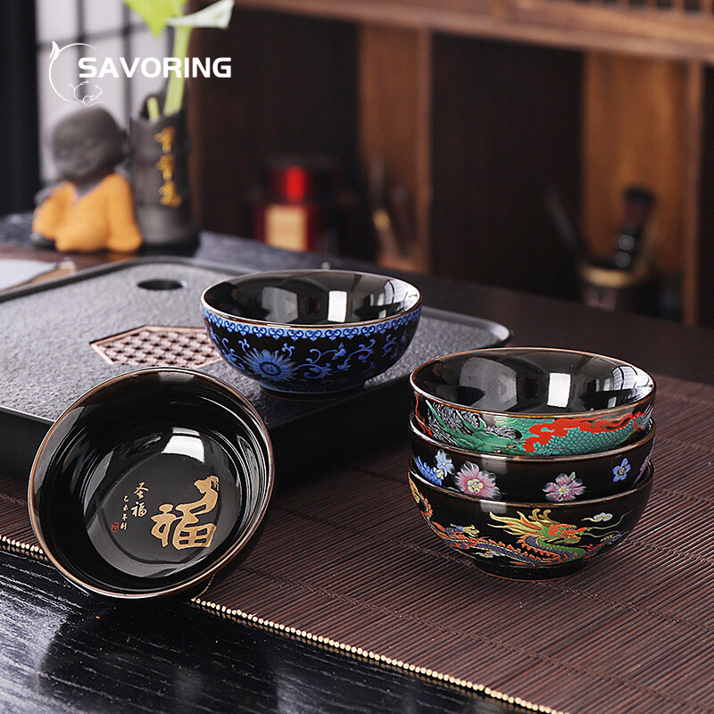 70ml Peony Dragon Phoenix Cera - Handmade Ceramic Mug 评论和价格