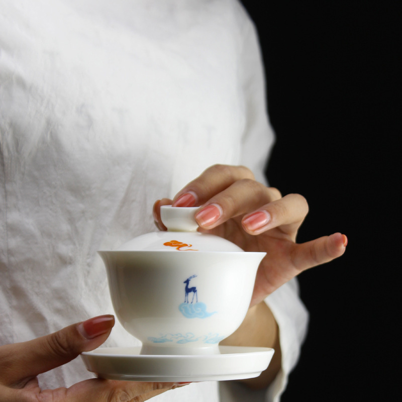 Gongjiu Color Deer White Porce - Handmade Ceramic Mug 评论和价格
